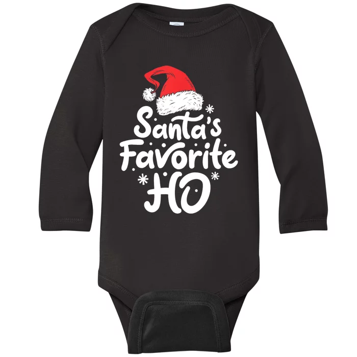 Santa's Favorite Ho Funny Christmas Women Xmas Santa Hat TShirt Baby Long Sleeve Bodysuit