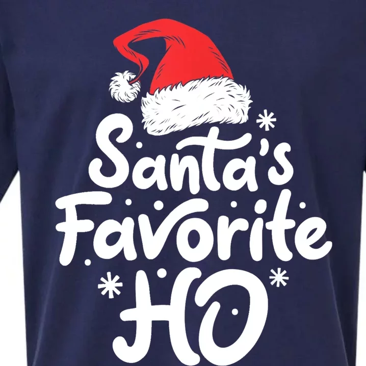 Santa's Favorite Ho Funny Christmas Women Xmas Santa Hat TShirt Sueded Cloud Jersey T-Shirt