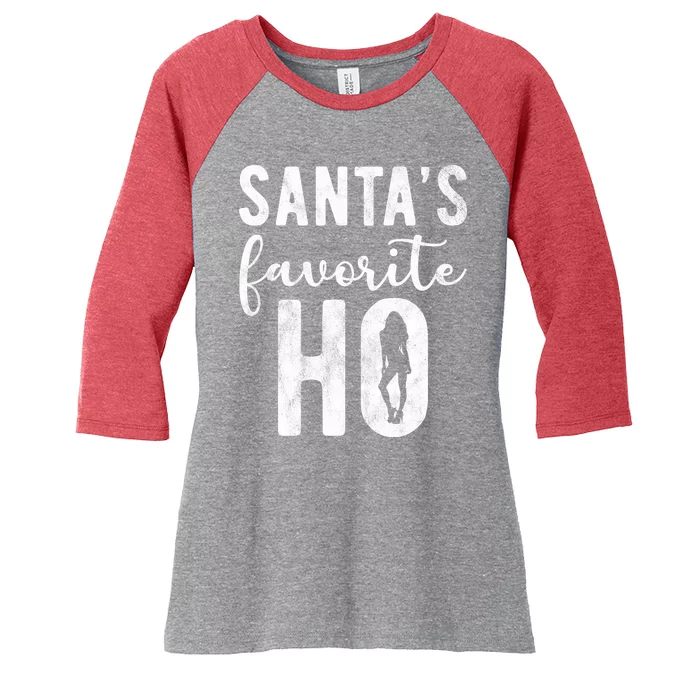 SantaS Favorite Ho Funny Xmas Christmas Women's Tri-Blend 3/4-Sleeve Raglan Shirt