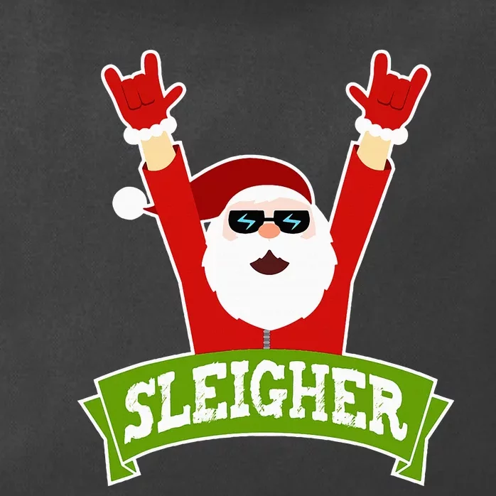 Sleigher Funny Heavy Metal Music Santa Christmas Zip Tote Bag