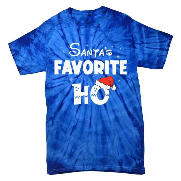 Santa's Favorite Ho Funny Family Matching Christmas Pajamas Tie-Dye T-Shirt