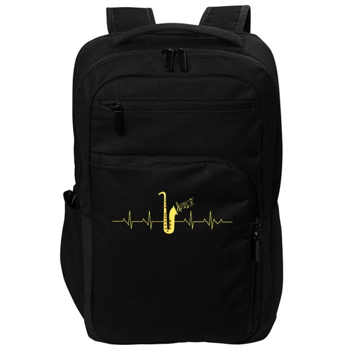 Saxophone Funny Heartbeat EKG Puls Heart Rate Sax Musician Impact Tech Backpack