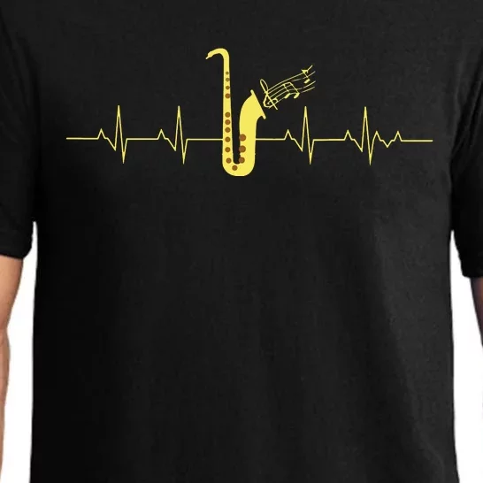 Saxophone Funny Heartbeat EKG Puls Heart Rate Sax Musician Pajama Set