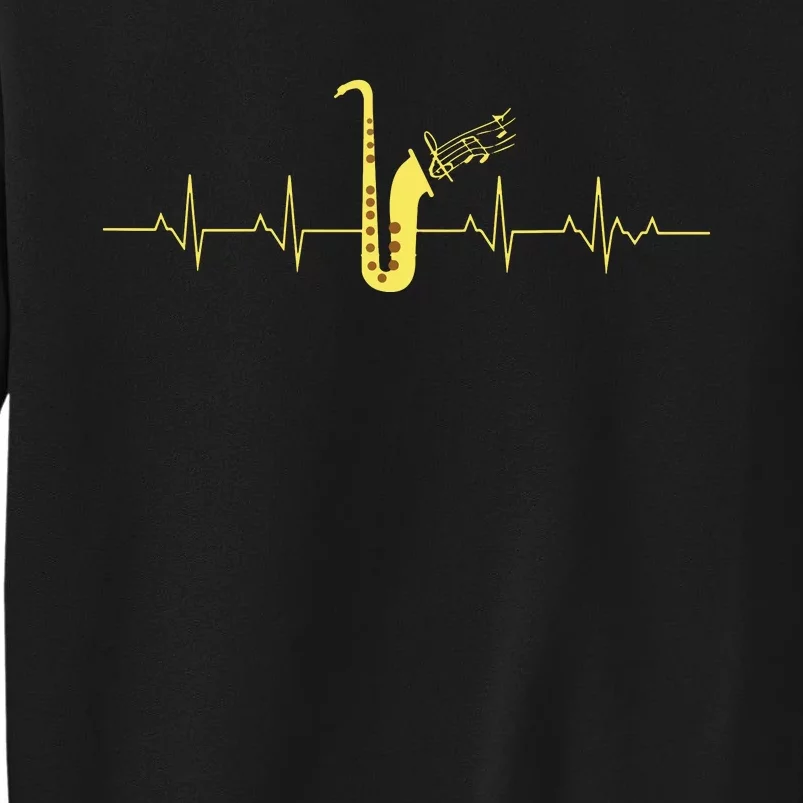 Saxophone Funny Heartbeat EKG Puls Heart Rate Sax Musician Tall Sweatshirt