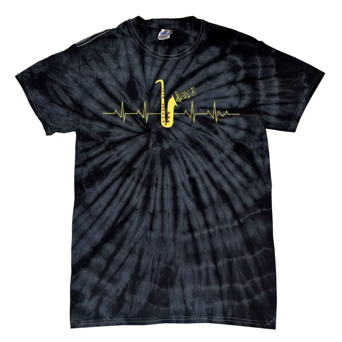 Saxophone Funny Heartbeat EKG Puls Heart Rate Sax Musician Tie-Dye T-Shirt