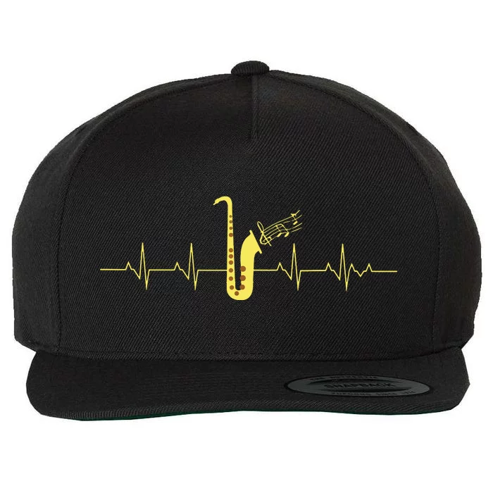 Saxophone Funny Heartbeat EKG Puls Heart Rate Sax Musician Wool Snapback Cap