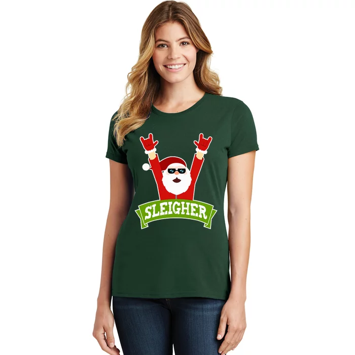 SLEIGHER - Funny Heavy Metal Music Santa - Christmas Women's T-Shirt