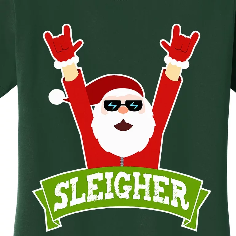 SLEIGHER - Funny Heavy Metal Music Santa - Christmas Women's T-Shirt