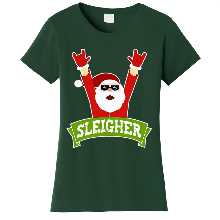 SLEIGHER - Funny Heavy Metal Music Santa - Christmas Women's T-Shirt