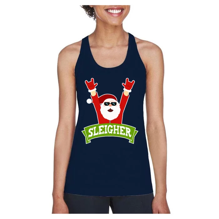 SLEIGHER - Funny Heavy Metal Music Santa - Christmas Women's Racerback Tank