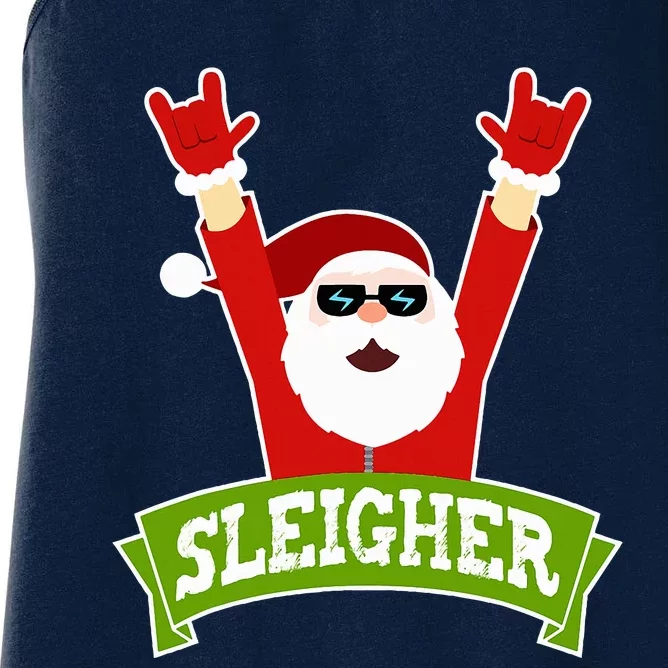 SLEIGHER - Funny Heavy Metal Music Santa - Christmas Women's Racerback Tank