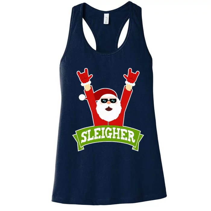 SLEIGHER - Funny Heavy Metal Music Santa - Christmas Women's Racerback Tank