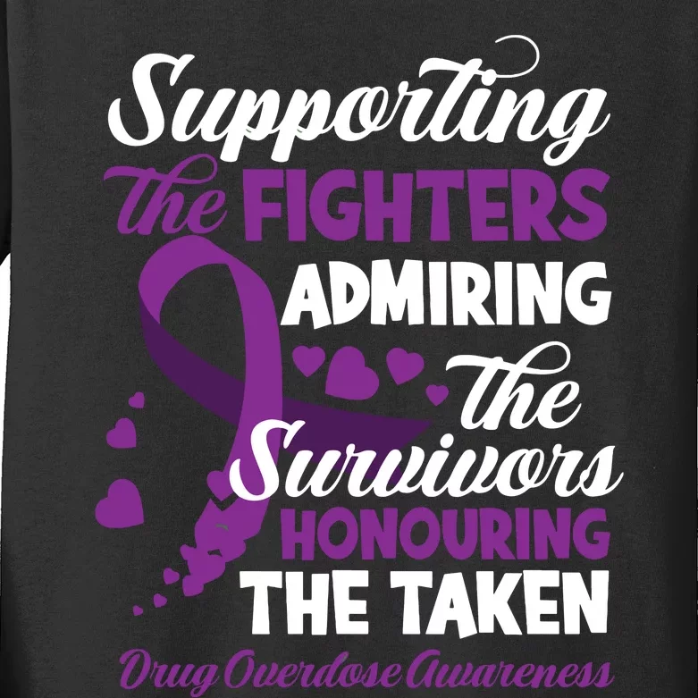 Support Fighters Honouring Taken Drug Overdose Awareness Kids Long Sleeve Shirt