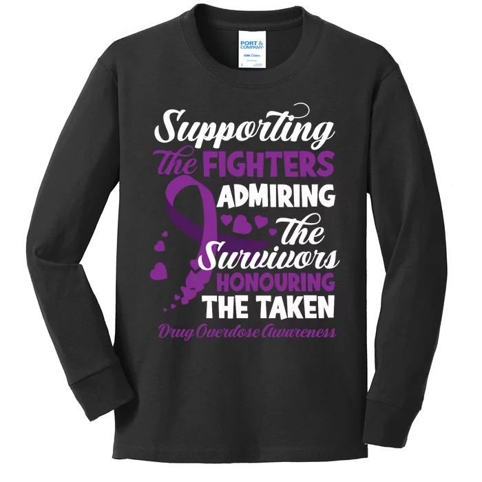 Support Fighters Honouring Taken Drug Overdose Awareness Kids Long Sleeve Shirt