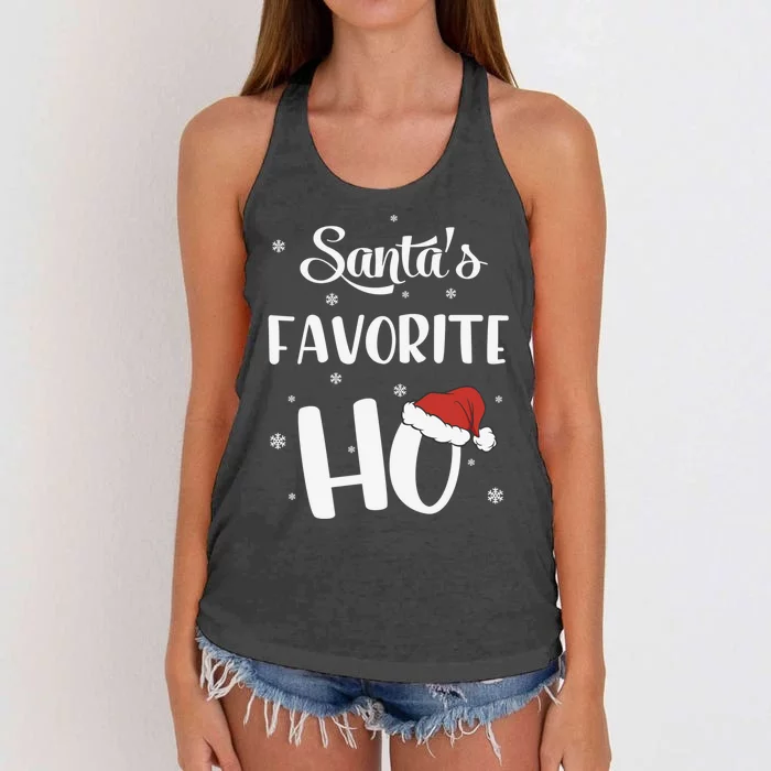 Santas Favorite Ho Funny Christmas Meaningful Gift Women's Knotted Racerback Tank