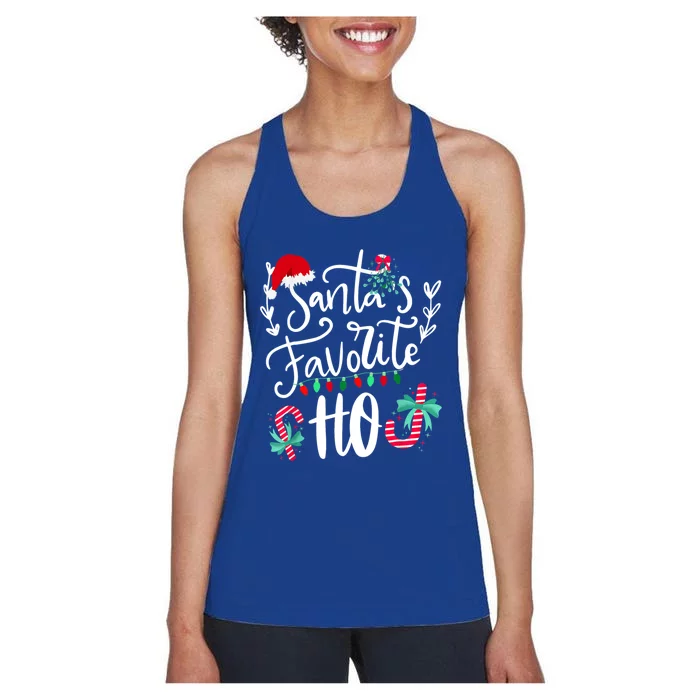 Santas Favorite Ho Funny Christmas Santa Hat Xmas Pajamas Cute Gift Women's Racerback Tank