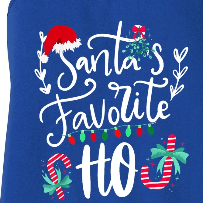 Santas Favorite Ho Funny Christmas Santa Hat Xmas Pajamas Cute Gift Women's Racerback Tank