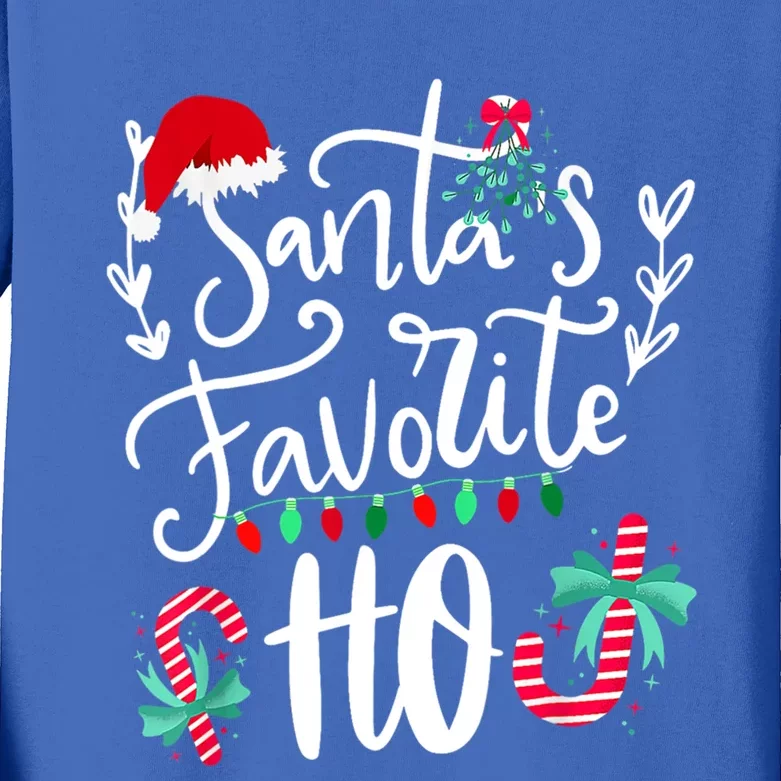 Santas Favorite Ho Funny Christmas Santa Hat Xmas Pajamas Cute Gift Kids Long Sleeve Shirt