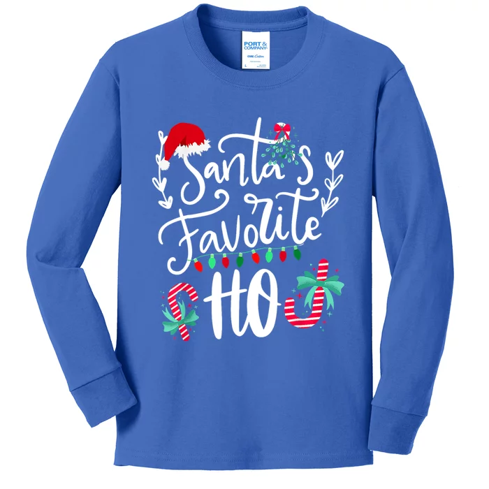 Santas Favorite Ho Funny Christmas Santa Hat Xmas Pajamas Cute Gift Kids Long Sleeve Shirt