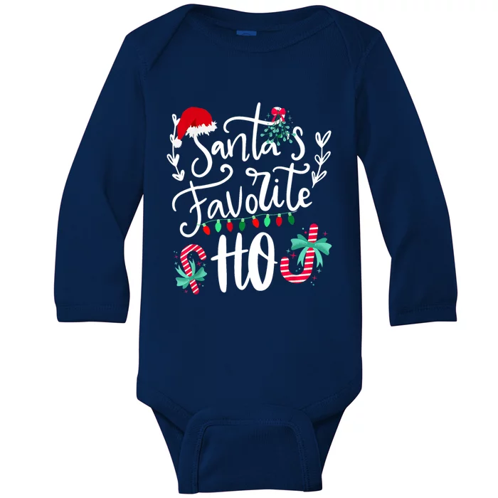 Santas Favorite Ho Funny Christmas Santa Hat Xmas Pajamas Cute Gift Baby Long Sleeve Bodysuit