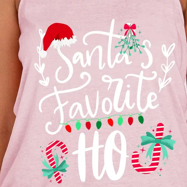 Santas Favorite Ho Funny Christmas Santa Hat Xmas Pajamas Cute Gift Women's Knotted Racerback Tank