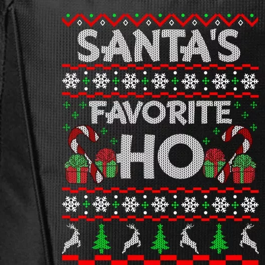 SantaS Favorite Ho Gift Xmas Ugly Christmas Sweater Cool Gift City Backpack