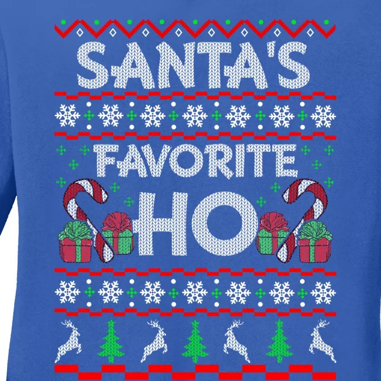 SantaS Favorite Ho Gift Xmas Ugly Christmas Sweater Cool Gift Ladies Long Sleeve Shirt