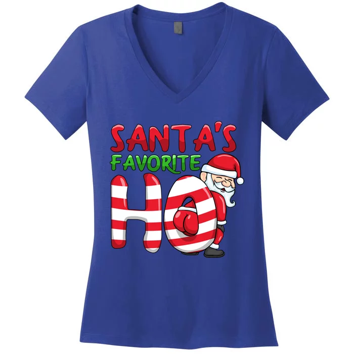 Santas Favorite Ho Santa Favourite Ho Funny Christmas Gift Women's V-Neck T-Shirt