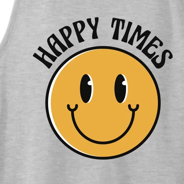 Smiley Face Happy Times Ladies Tri-Blend Wicking Tank