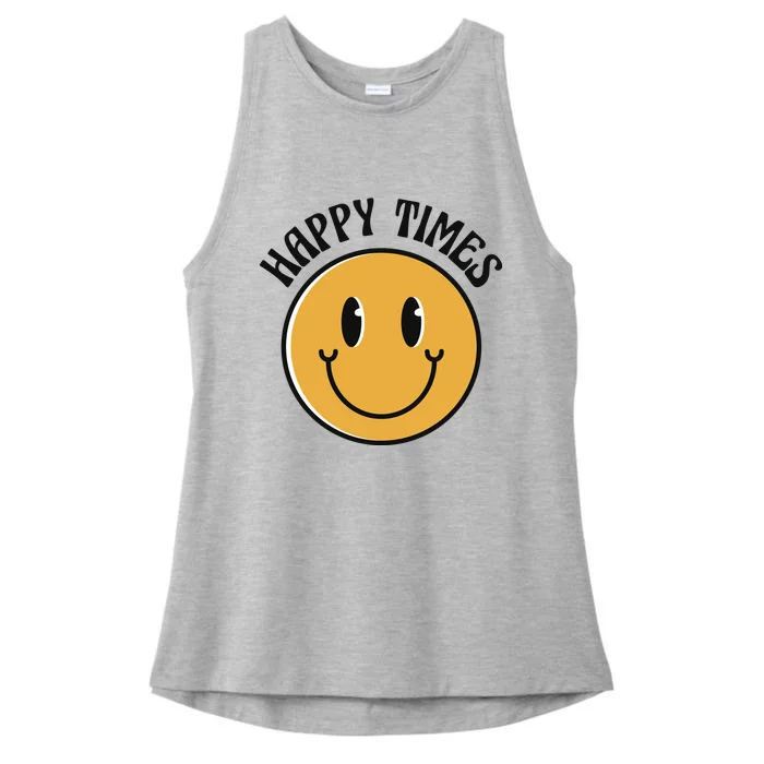 Smiley Face Happy Times Ladies Tri-Blend Wicking Tank