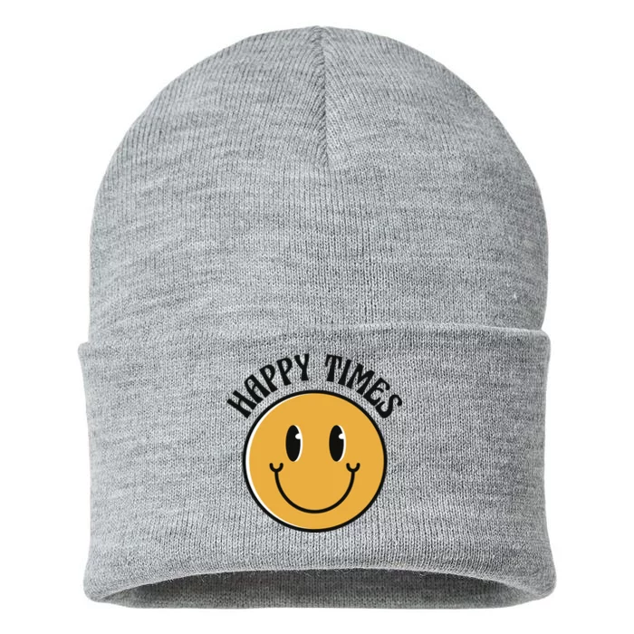 Smiley Face Happy Times Sustainable Knit Beanie