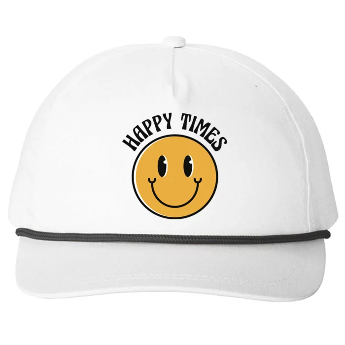 Smiley Face Happy Times Snapback Five-Panel Rope Hat