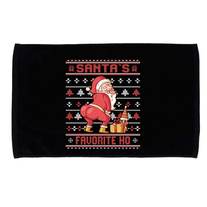 SantaS Favorite Ho Twerking Santa Offensive Ugly Sweater Gift Microfiber Hand Towel