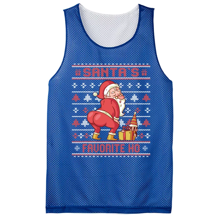 SantaS Favorite Ho Twerking Santa Offensive Ugly Sweater Gift Mesh Reversible Basketball Jersey Tank