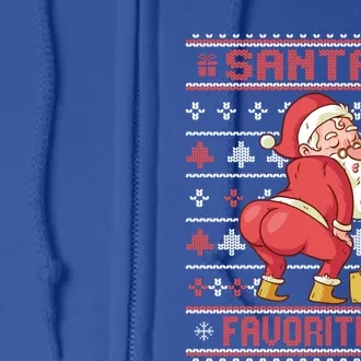 SantaS Favorite Ho Twerking Santa Offensive Ugly Sweater Gift Full Zip Hoodie