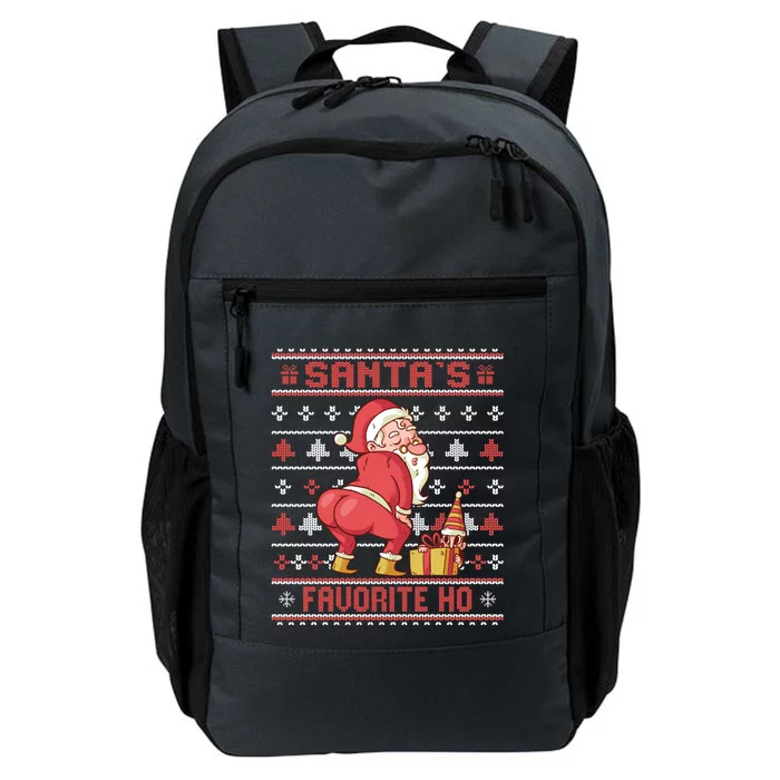 SantaS Favorite Ho Twerking Santa Offensive Ugly Sweater Gift Daily Commute Backpack