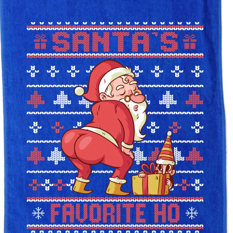 SantaS Favorite Ho Twerking Santa Offensive Ugly Sweater Gift Platinum Collection Golf Towel