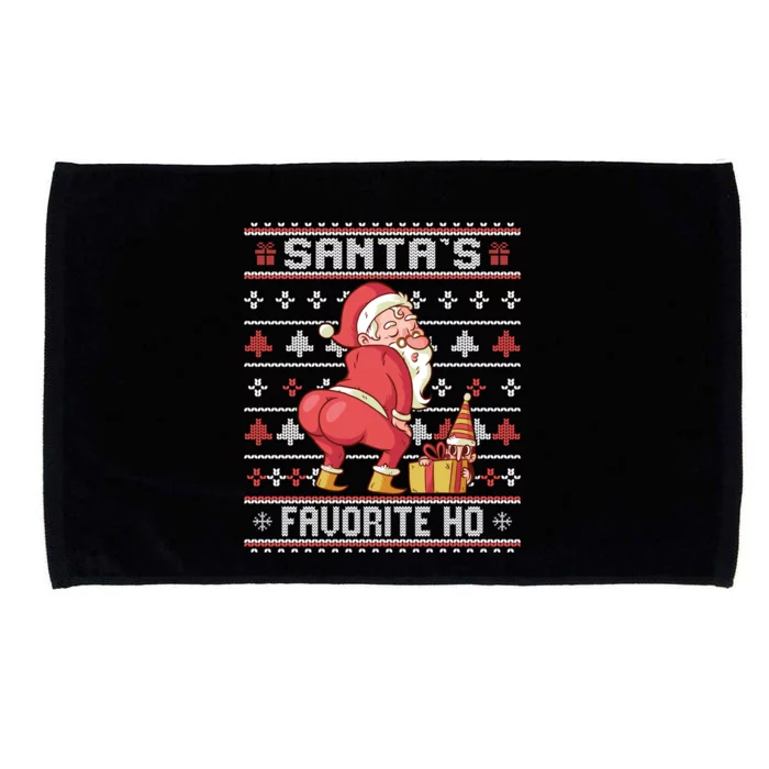 SantaS Favorite Ho Twerking Santa Offensive Ugly Sweater Cute Gift Microfiber Hand Towel