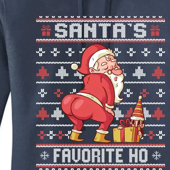 SantaS Favorite Ho Twerking Santa Offensive Ugly Sweater Cute Gift Women's Pullover Hoodie