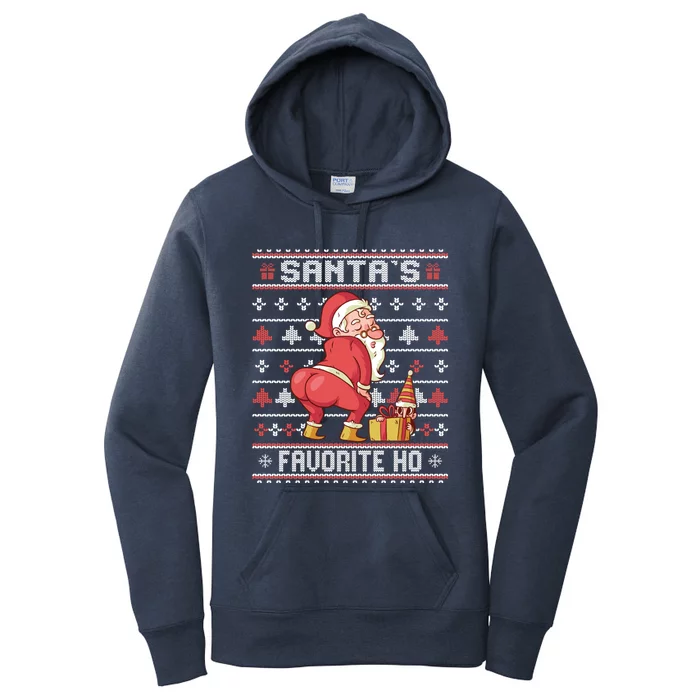 SantaS Favorite Ho Twerking Santa Offensive Ugly Sweater Cute Gift Women's Pullover Hoodie