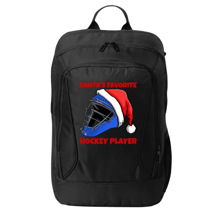 Santas Favorite Hockey Player Funny Hockey Game Gift City Backpack