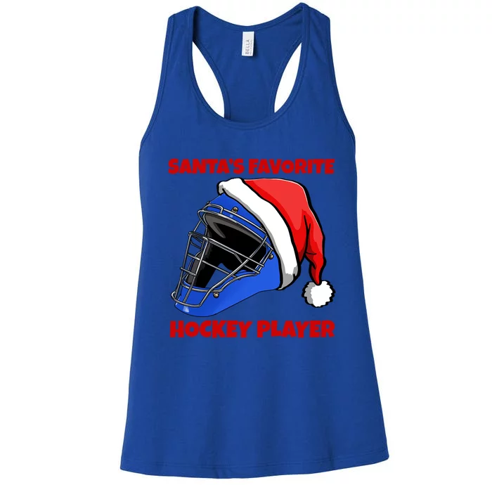 Santas Favorite Hockey Player Funny Hockey Game Gift Women's Racerback Tank