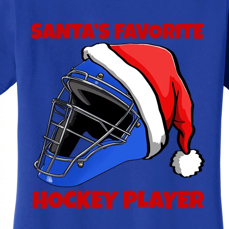 Santas Favorite Hockey Player Funny Hockey Game Gift Women's T-Shirt