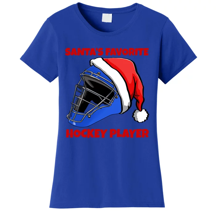 Santas Favorite Hockey Player Funny Hockey Game Gift Women's T-Shirt