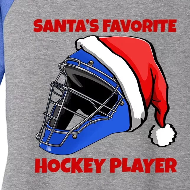 Santas Favorite Hockey Player Funny Hockey Game Gift Women's Tri-Blend 3/4-Sleeve Raglan Shirt