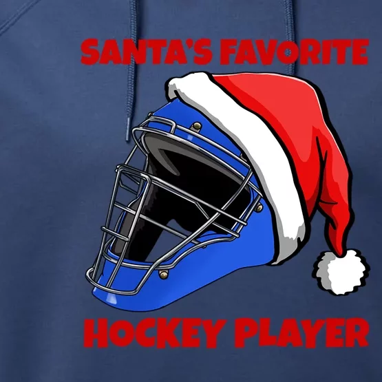 Santas Favorite Hockey Player Funny Hockey Game Gift Performance Fleece Hoodie