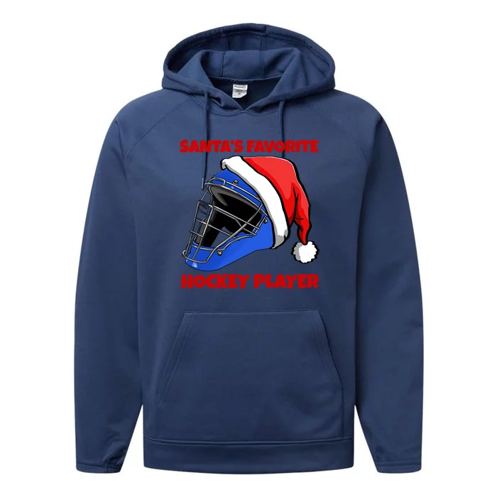 Santas Favorite Hockey Player Funny Hockey Game Gift Performance Fleece Hoodie