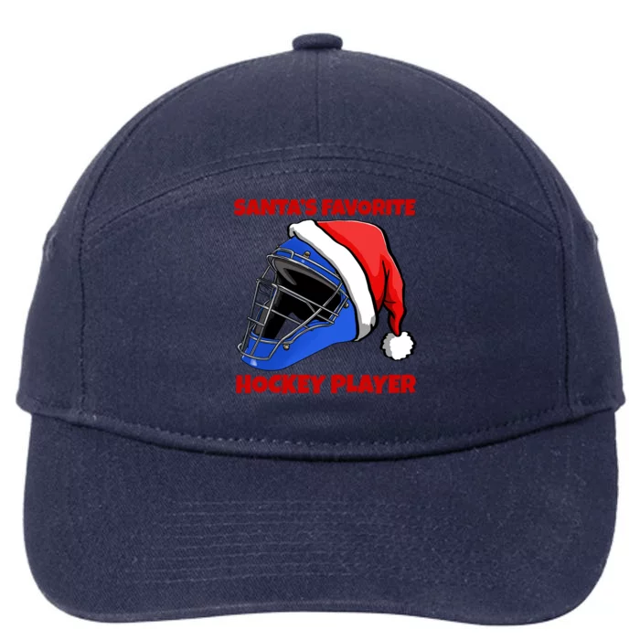 Santas Favorite Hockey Player Funny Hockey Game Gift 7-Panel Snapback Hat