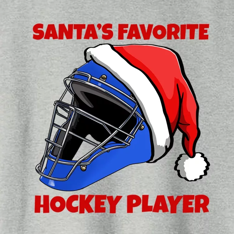 Santas Favorite Hockey Player Funny Hockey Game Gift Women's Crop Top Tee