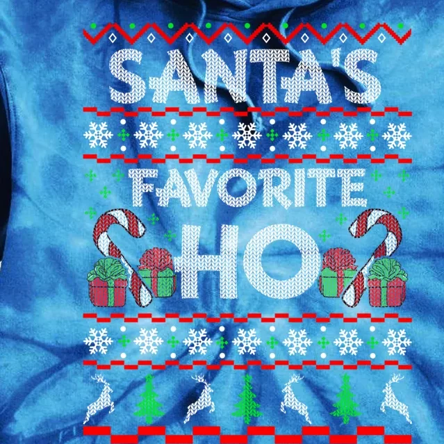 SantaS Favorite Ho Gift Xmas Ugly Christmas Sweater Funny Gift Tie Dye Hoodie